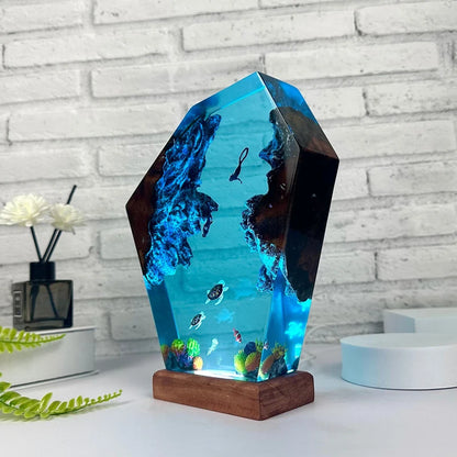 Turtle night light epoxy resin – Woodiny