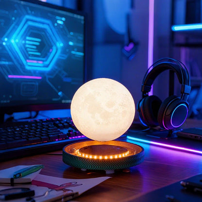 Floating moon lamp magnetic orbit – Woodiny