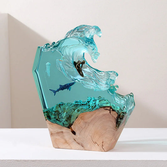 Sea Surfing Frozen Wave Epoxy Resin Art Lamp | Woodiny