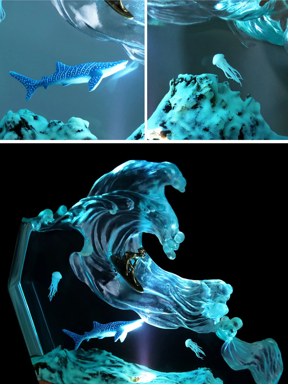 Frozen wave resin lamp detail – Woodiny