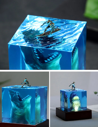 Great White Shark LED lamp size comparison – Woodiny