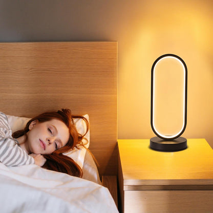 Modern oval LED nightstand lamp – Woodiny