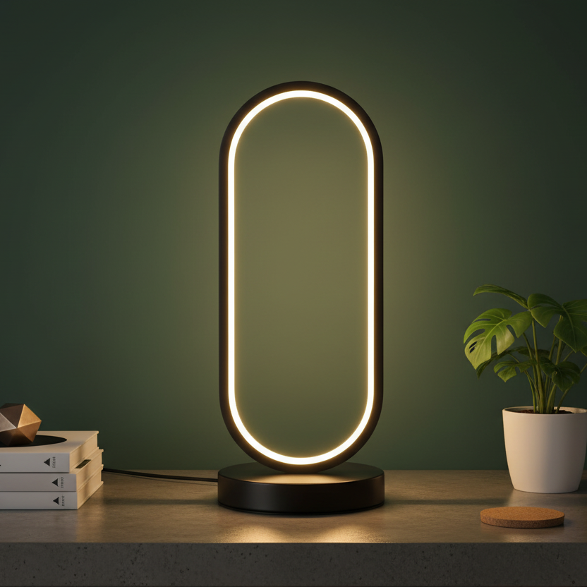 Halo Oval LED Modern Touch Bedside Lamp | Woodiny