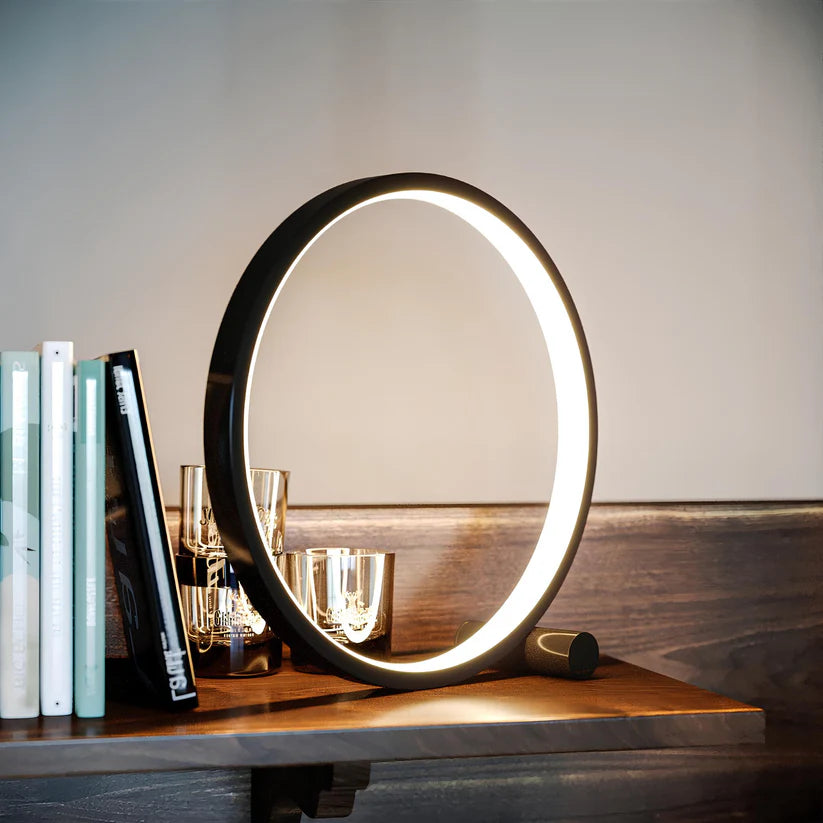Circular LED table lamp minimalist – Woodiny