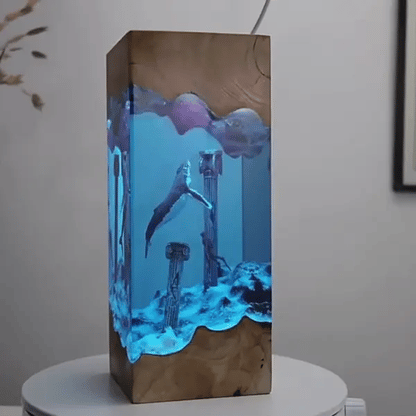 Sunken city resin lamp ruins close-up – Woodiny