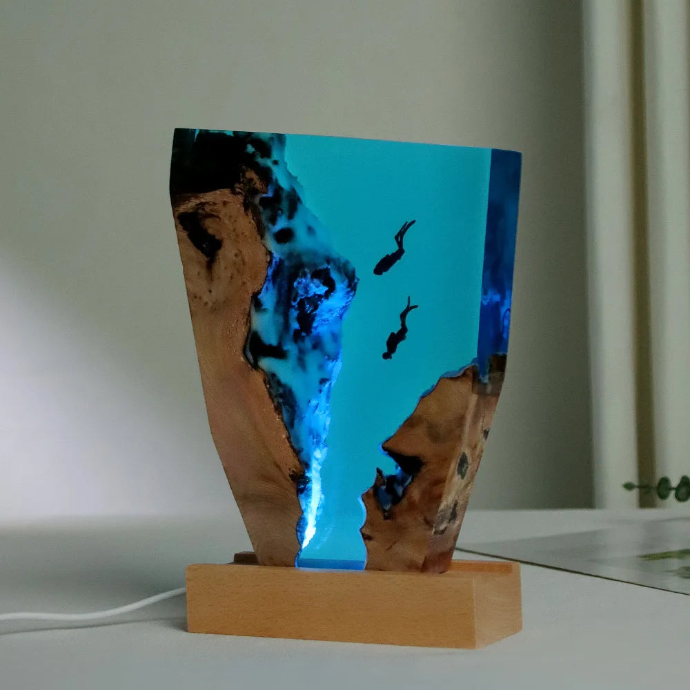 Ocean deep sea lamp glowing scene – Woodiny