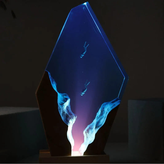 Double Dive epoxy resin night light lamp | Woodiny