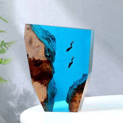 Epoxy resin ocean lamp USB powered – Woodiny