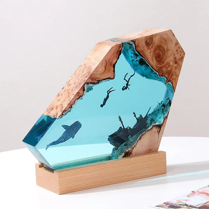 Deep Sea Whale Epoxy Resin LED Night Light | Woodiny