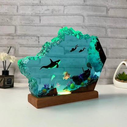 Ocean whale LED night light bedroom – Woodiny