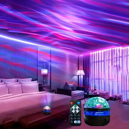 Aurora Dream Projector filling a bedroom ceiling with northern lights – Woodiny