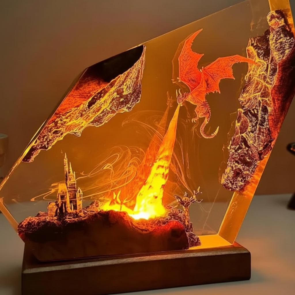 Dragon fire resin lamp bedroom decor – Woodiny