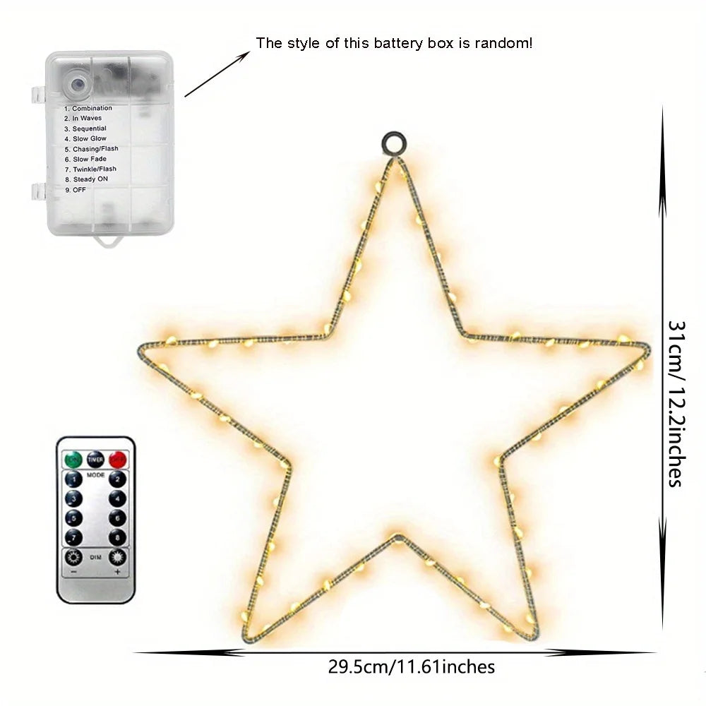 LED Christmas star dimensions 31 x 29.5 cm with battery box and remote