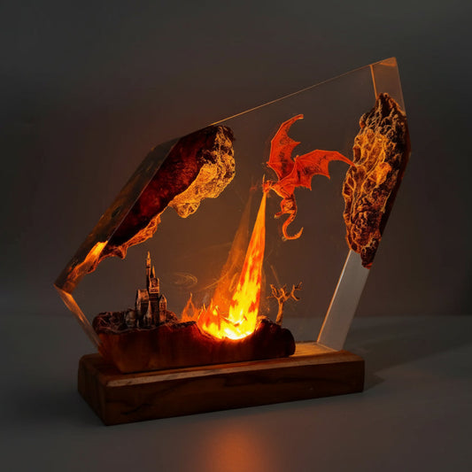 Fire Breath Dragon Epoxy Resin Night Light Lamp | Woodiny
