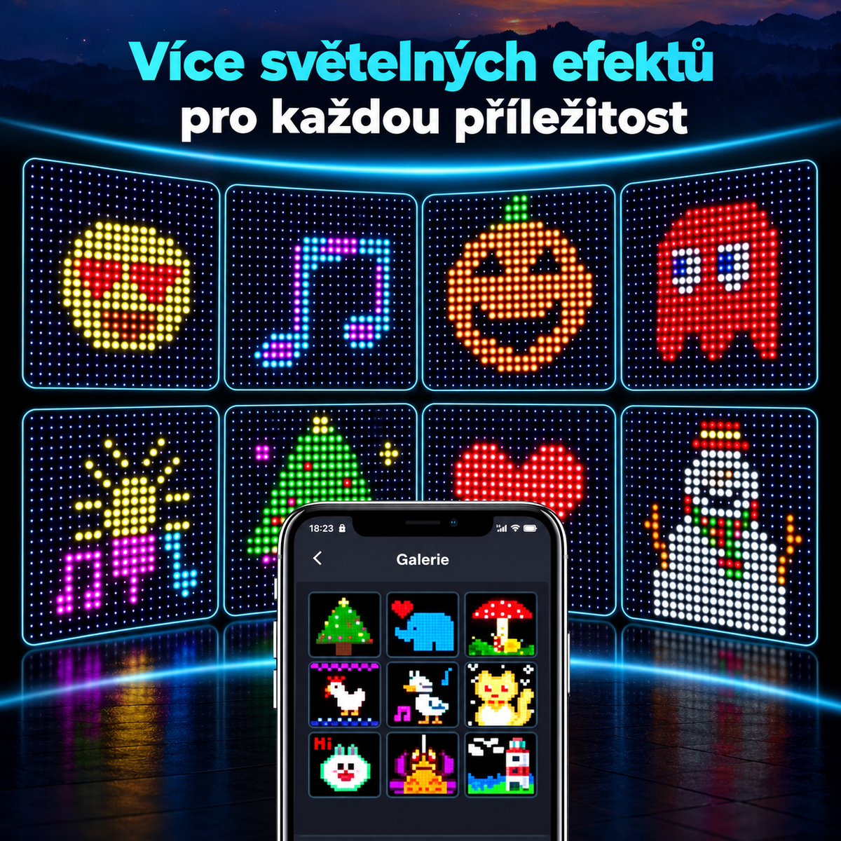 Smarter LED-Lichtvorhang mit per App gesteuerten Pixel-Animationen und Effekten – Woodiny