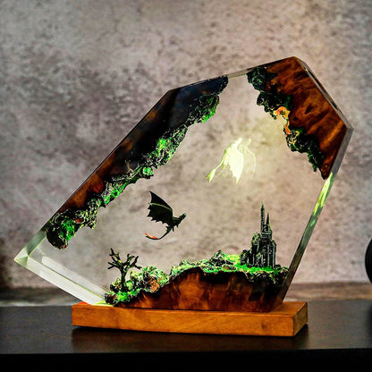 Epoxy resin dragon lamp dark glow – Woodiny
