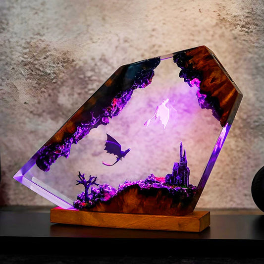 Dragon Realm Epoxy Resin Night Light Lamp | Woodiny