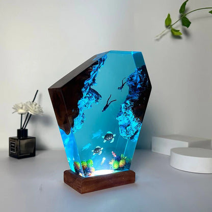 Ocean epoxy lamp USB powered – Woodiny