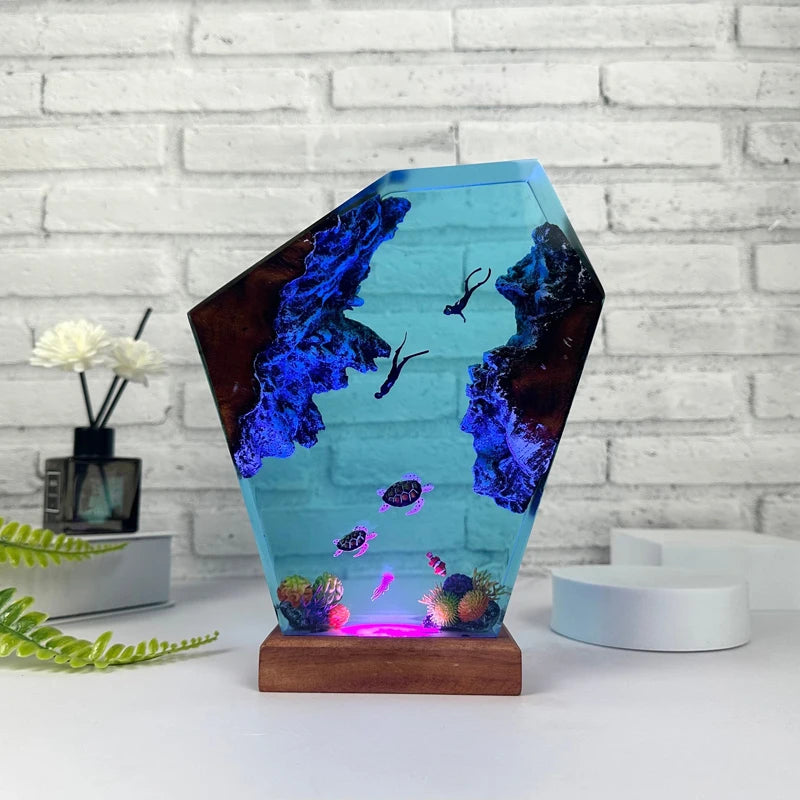 Resin underwater lamp soft LED glow – Woodiny