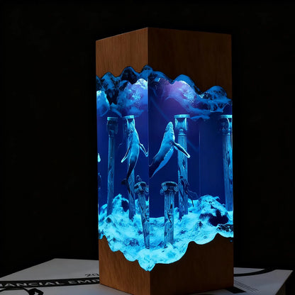 Humpback whale resin lamp lifestyle scene – Woodiny